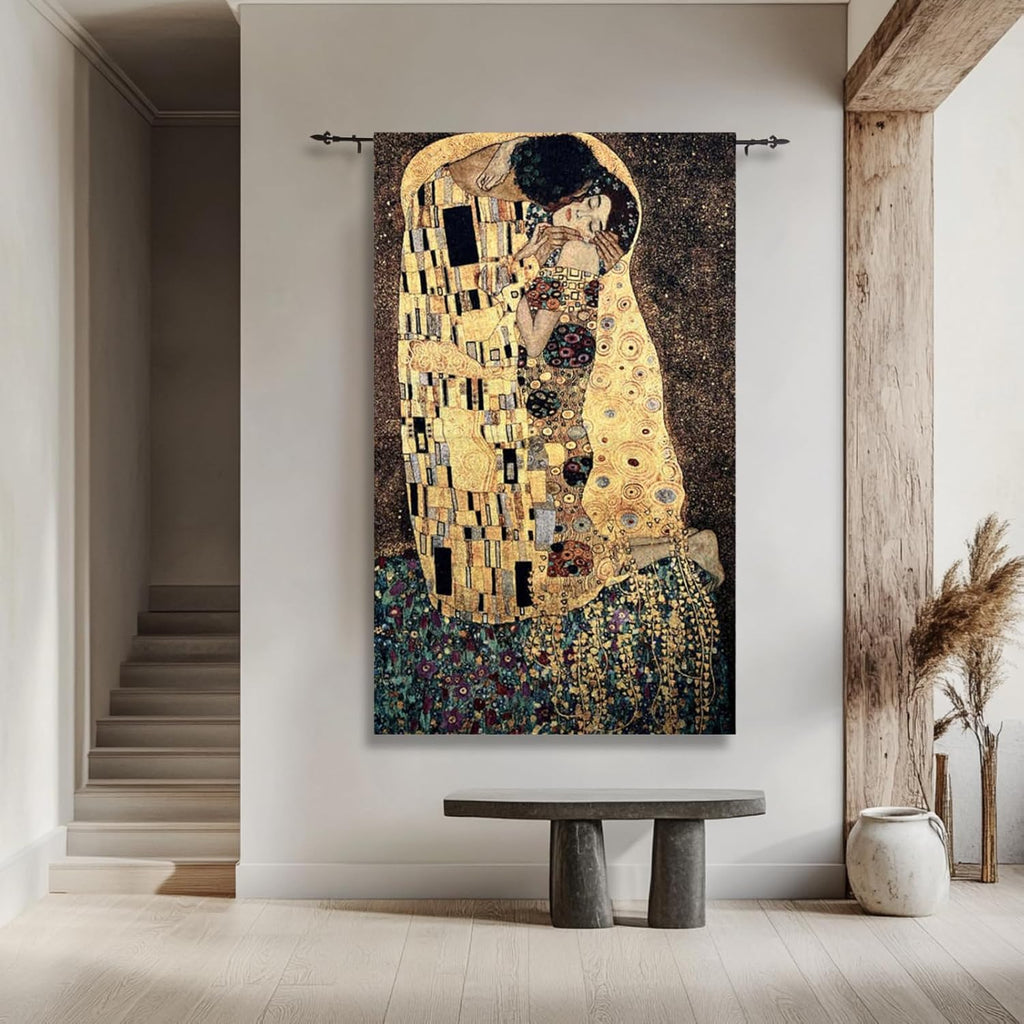 ORIMONY The Kiss by Gustav Klimt Woven Tapestry Wall Hanging, Large Vintage Medieval Tapestry for Room Aesthetic (94L x 54W)