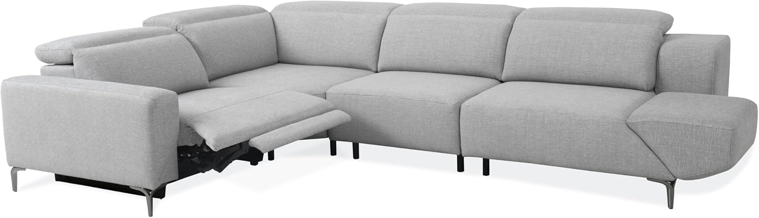 Furniture of America Kirel Modern Sectional Recliner with USB Ports, Adjustable Headrests and Swivel Armrest, Reclining Sofa, L Shape Couch for Living Room, Office, Home Theater, Playroom, Light Grey