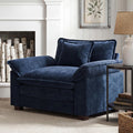 HUSFU 49.5'' W Oversized Accent Chair, Chenille Cloud Sofa Chair with Deep Seat and Extra Wide Armrests, Comfy Reading Armchair for Bedroom, Living Room, Blue