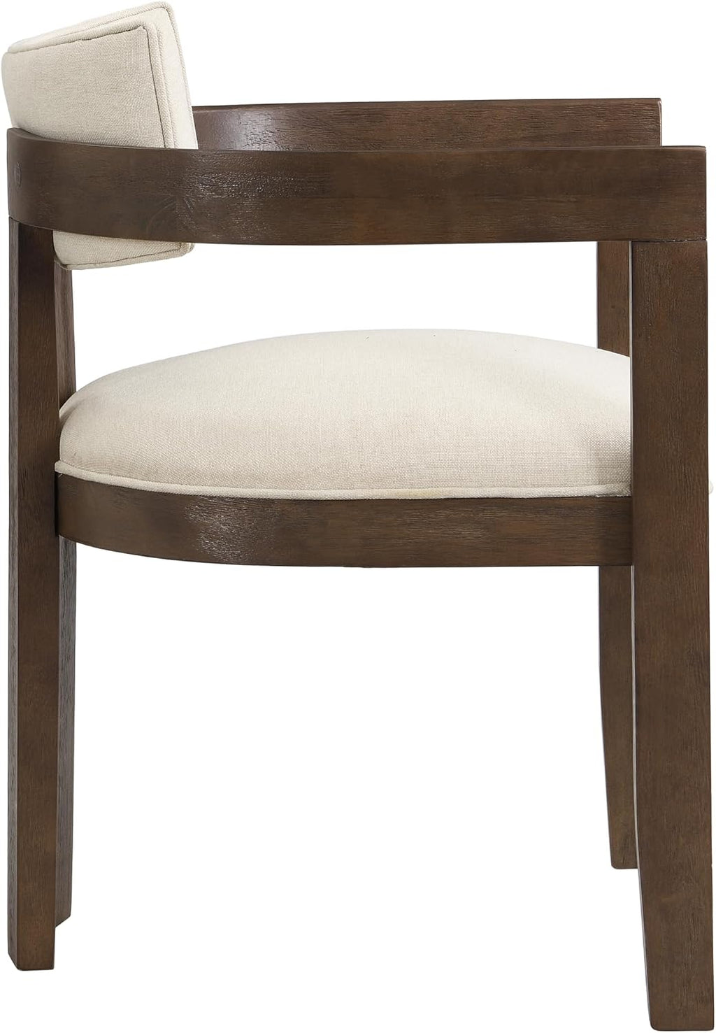 Christopher Knight Home Falcon Fabric Upholstered Dining Chairs Set of 2, Modern Wooden Dining Armchair, Curved Backrest Kitchen Side Chair, Living Room Accent Chair for Extra Seat, Walnut+Beige