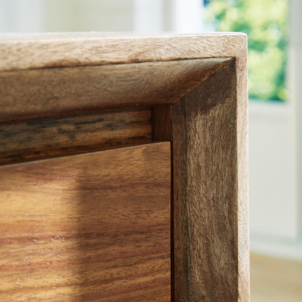 Signature Design by Ashley Dressonni Farmhouse 6-Drawer Dresser with Beveled Edge and Felt Lining, Light Brown