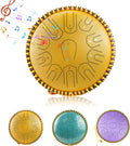 Generic Steel Tongue Drum 15 Inch 21 Notes - C Major Handpan Drum with Drum Mallets for Meditation Yoga Beginners Majors Family Friends Handpan Drum（Gold）