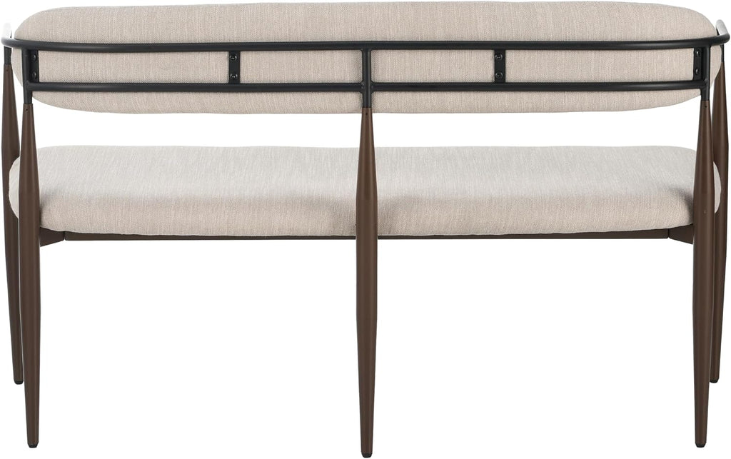 Christopher Knight Home Names Modern Metal Loveseat, Living Room Fabric Upholstered Settee, Curved Open Backrest 2-Seater Sofa, Cozy Couch for Bedroom, Apartment, Home Office, Black+Coffee+Beige
