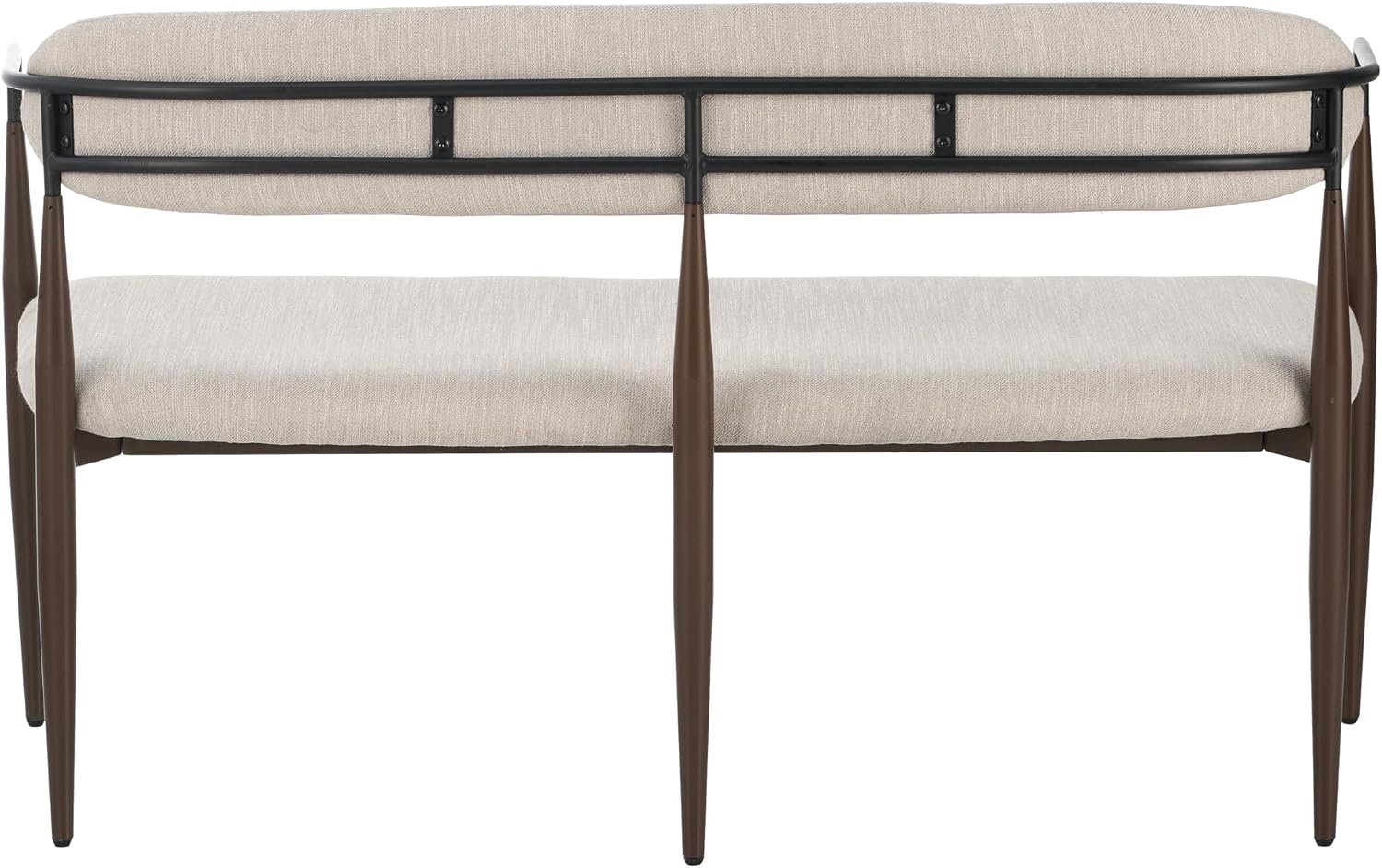 Christopher Knight Home Names Modern Metal Loveseat, Living Room Fabric Upholstered Settee, Curved Open Backrest 2-Seater Sofa, Cozy Couch for Bedroom, Apartment, Home Office, Black+Coffee+Beige