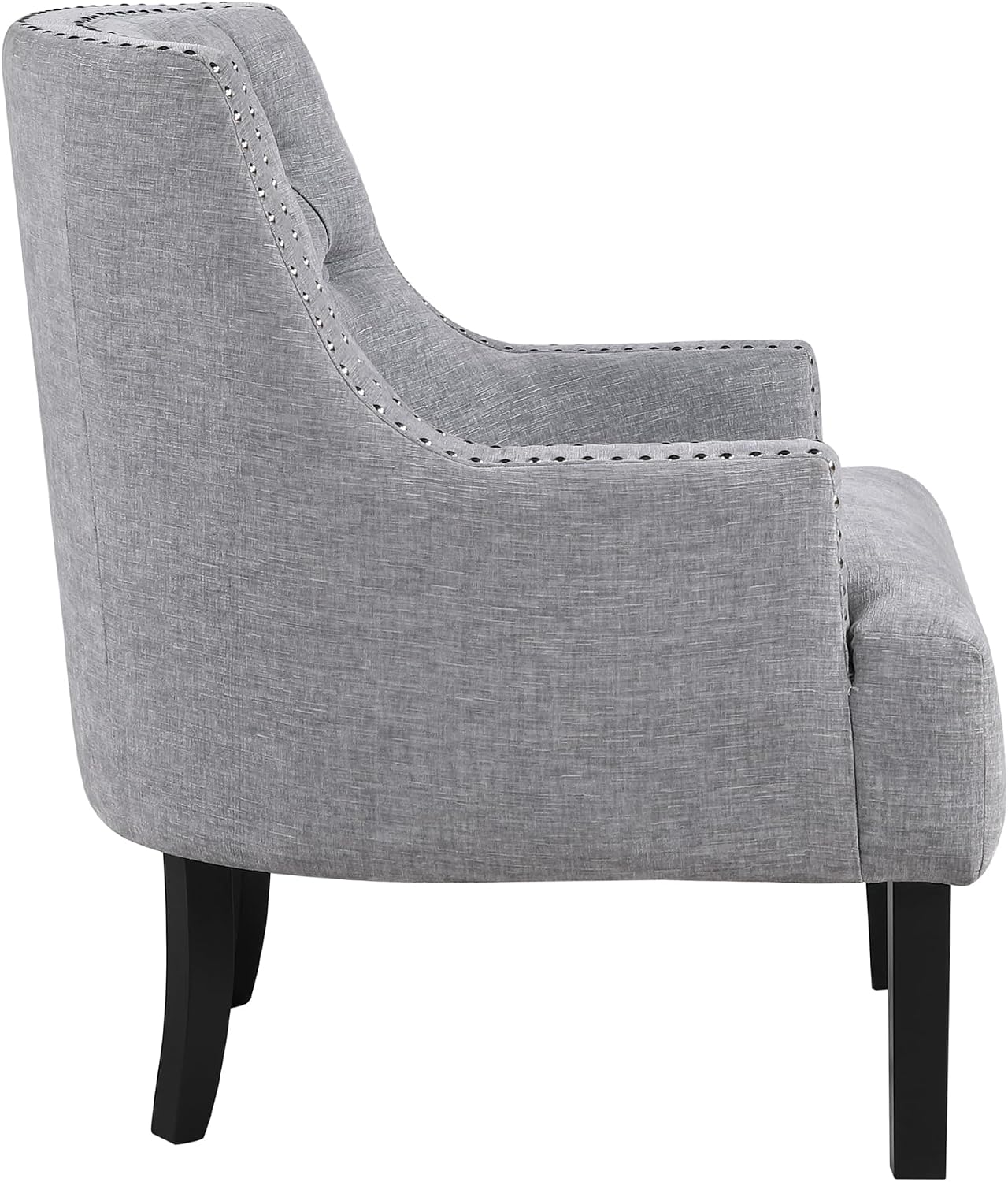 Lexicon Accent Chair Reading Chair Comfy Chair for Bedroom, Upholstered Armchair with Solid Wood Frame, Tufted Cushion Nail Head Trim, Single Sofa Chair for Living Room, Office, Grey Chenille