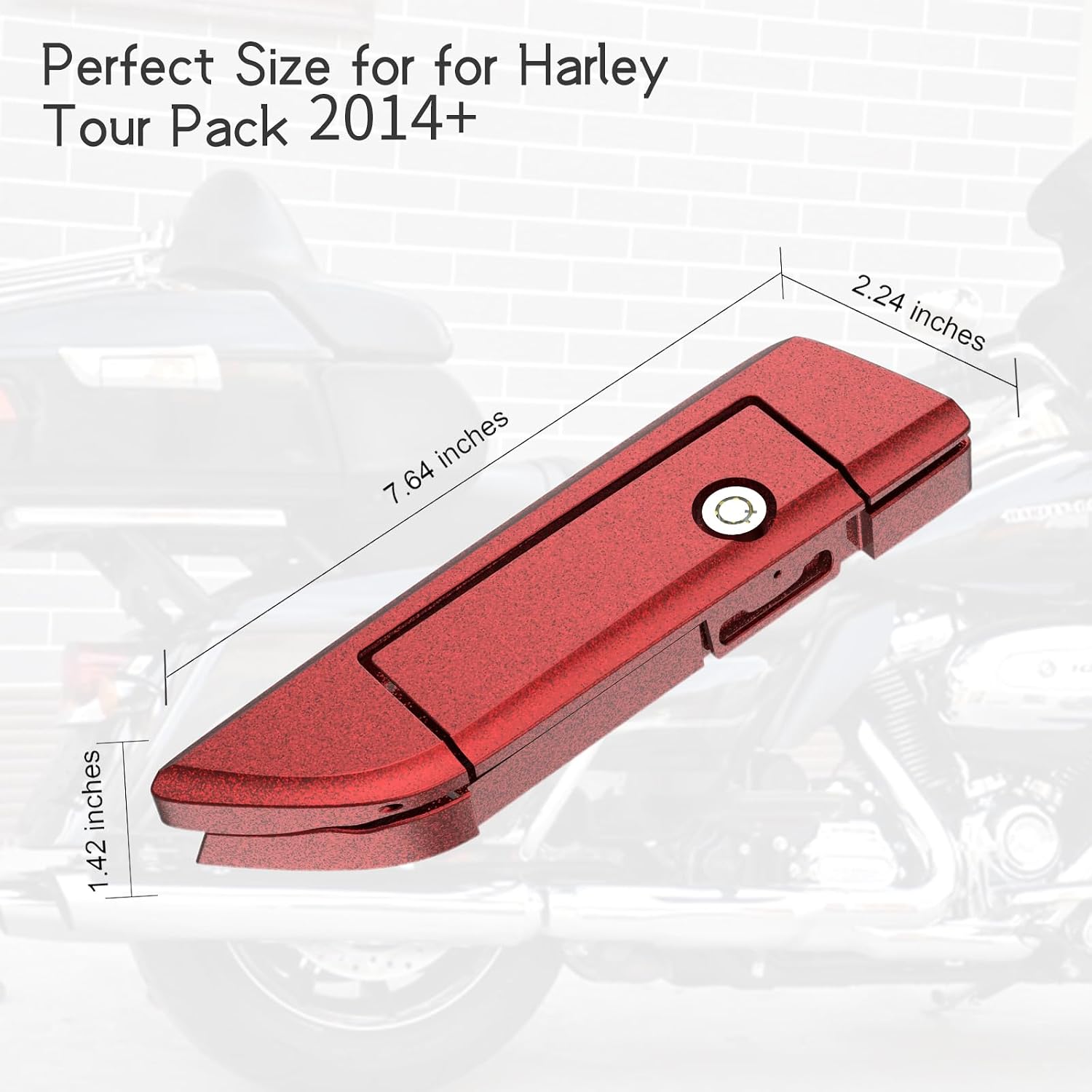 Tour Pack Latches,Tour Pack Trunk Lid Latch with Keys Fit for Harley Touring/Road King/Road Glide/Street Glide/Electra Glide/Ultra-Classic 2014+ Hard Candy Hot Rod Red Flake