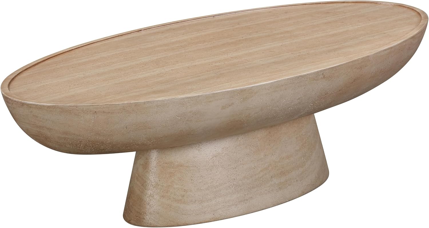 Tov Furniture Eclipse Textured Faux Travertine Indoor/Outdoor Coffee Table