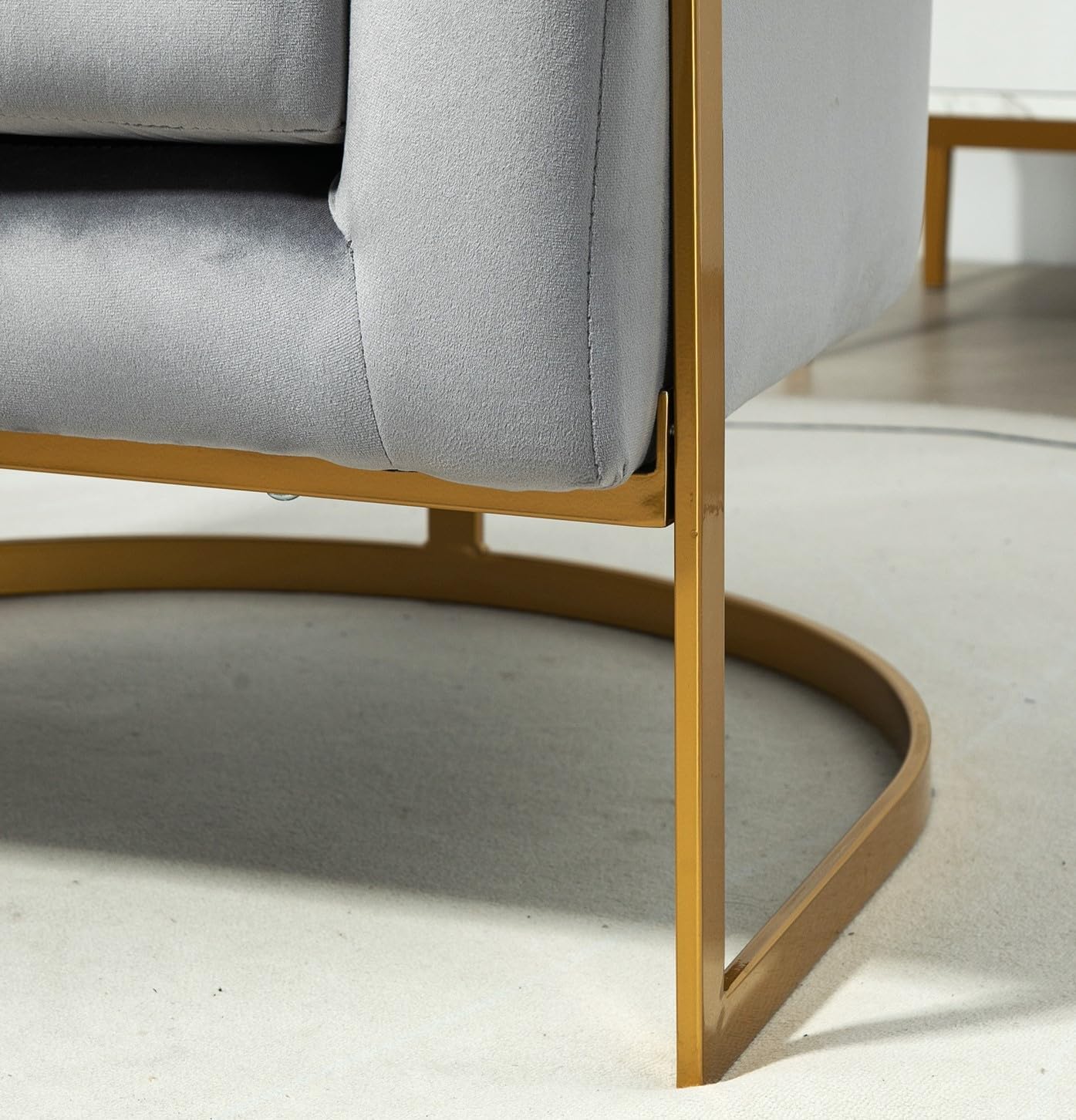 Container Furniture Direct Velvet Modern Accent Armchair - Luxury Gold Frame | Versatile Seating for Living Room, Bedroom, Office, Grey