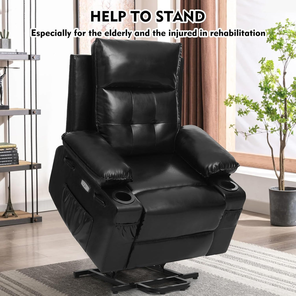 Polar Aurora Power Lift Chair for Elderly,Electric Recliner Chair with Vibrating Massage & Heating,Living Room Chair with Thickened armrest,USB Ports,2 Cup Holders