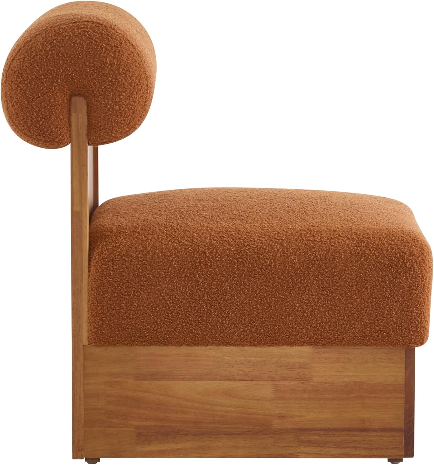 Christopher Knight Home Devon Modern Minimalist Boucle Fabric Upholstered Accent Chair,Wooden Lounge Chair with Rolled Backrest+Soft Padded Seat,Comfy Reading Chair,Living Room/Bedroom,Brownish Orange