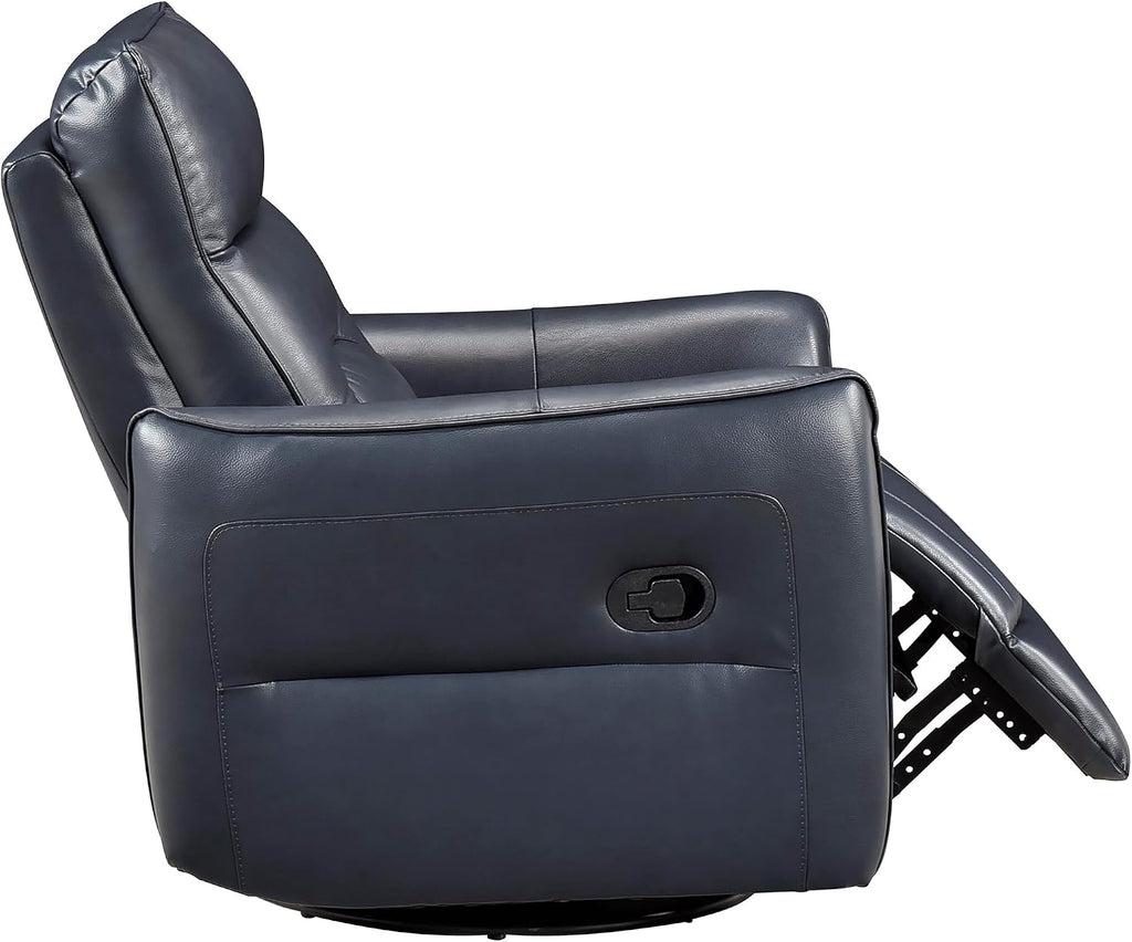 Lexicon Swivel Glider Reclining Chair, Top Grain Leather Match Manual Recliner, Comfy Nursery Glider Recliner, Swivel Reclining Chair for Living Room/Office/Bedroom/Apartment, Dark Blue
