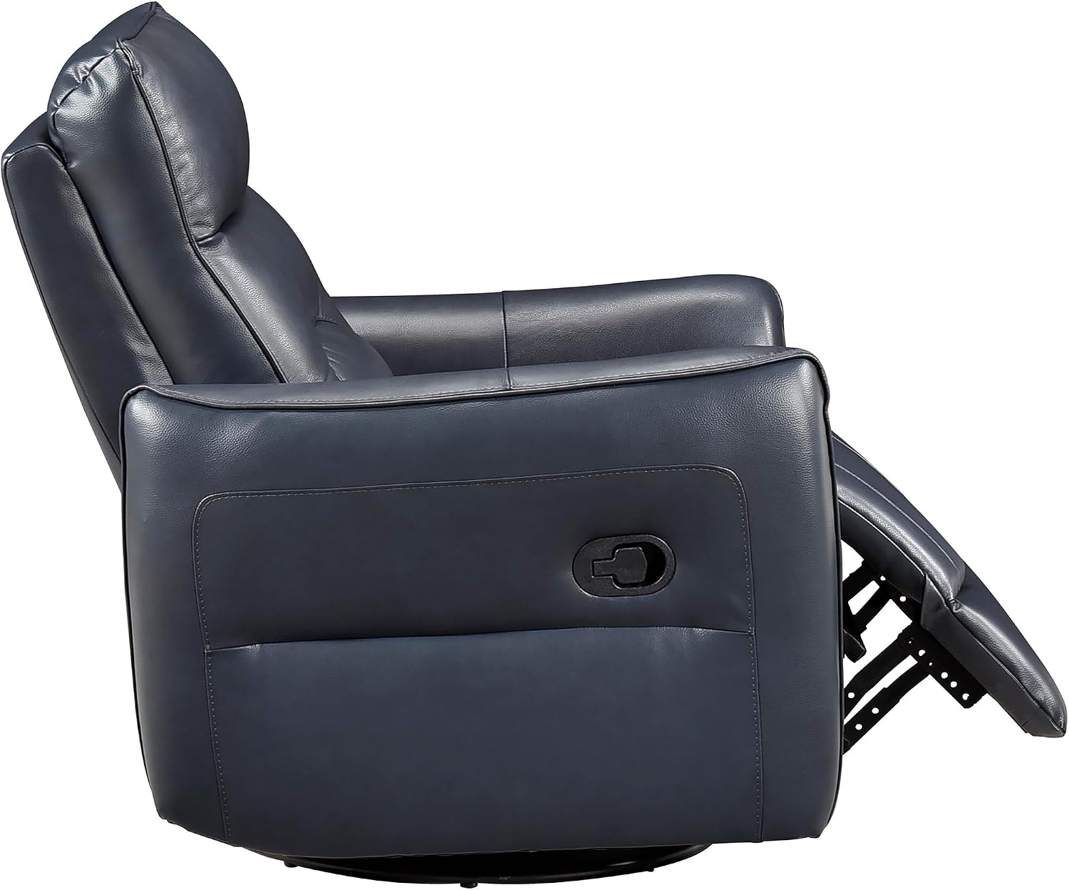 Lexicon Swivel Glider Reclining Chair, Top Grain Leather Match Manual Recliner, Comfy Nursery Glider Recliner, Swivel Reclining Chair for Living Room/Office/Bedroom/Apartment, Dark Blue