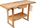 Montary 55' Wood Workbench, Heavy Duty Woodworking Bench with Adjustable Handle, 300Lbs Load Capacity Woodworking Table Work Bench with Drawer & Shelf for Garage, Workshop, Home Storage
