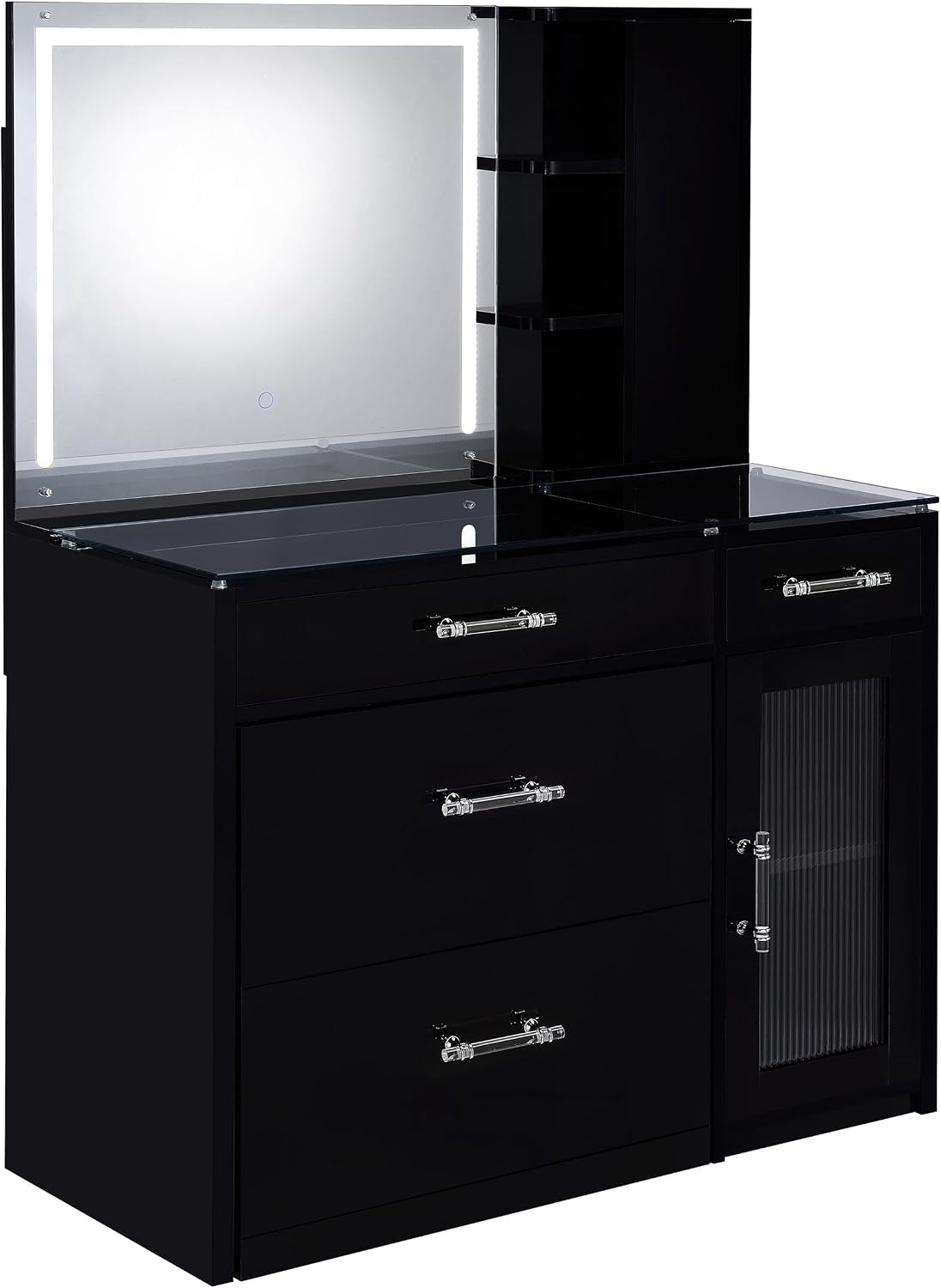 Coaster Home Furnishings Flora 2-Drawer Vanity Set with Led Mirror Black High Gloss