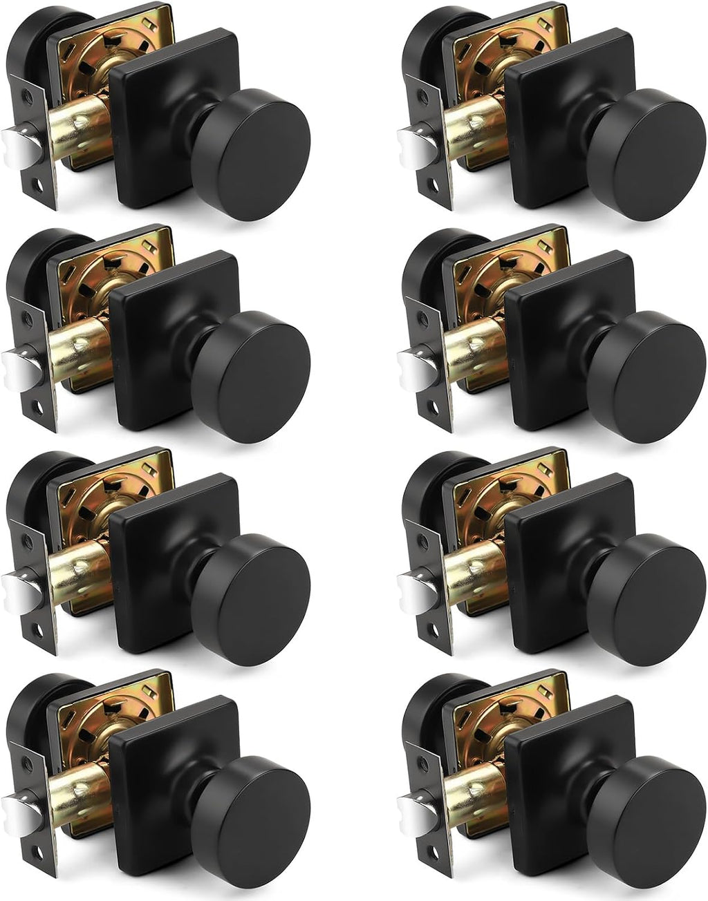 Probrico Interior Passage Door Knobs 8 Pack, Closet/Hallway Door Handles Inside, Modern Interior Matte Black Door Knob Without Key