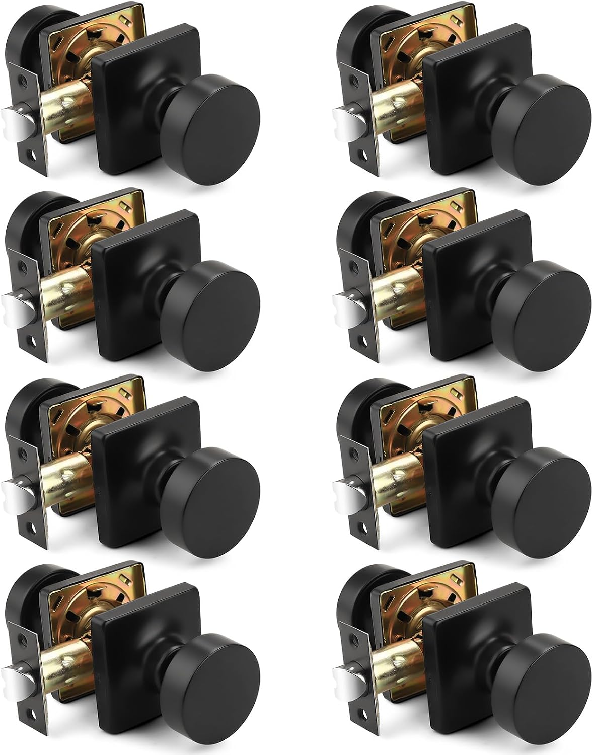 Probrico Interior Passage Door Knobs 8 Pack, Closet/Hallway Door Handles Inside, Modern Interior Matte Black Door Knob Without Key