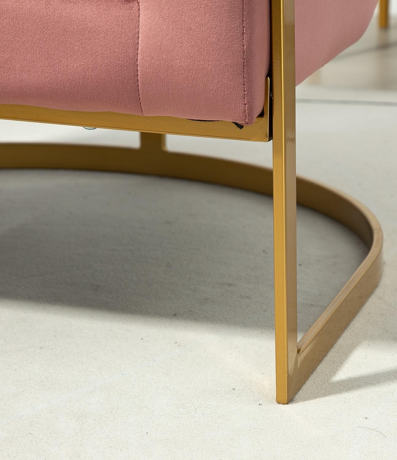 Container Furniture Direct Velvet Modern Accent Armchair - Luxury Gold Frame | Versatile Seating for Living Room, Bedroom, Office, Rose