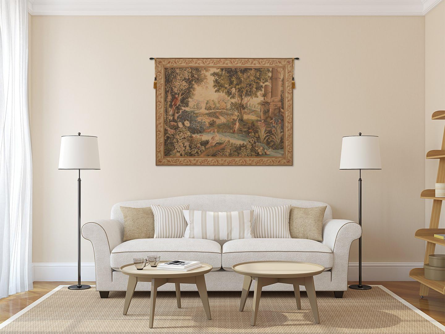 Charlotte Home Furnishings Inc. Verdure Aux Oiseaux II French Tapestry Wall Hanging 60 X 76 Inch Viscose Cotton And Polyester Blend Wall Art Perfect For Home Decor Room Decor And Wall Decor