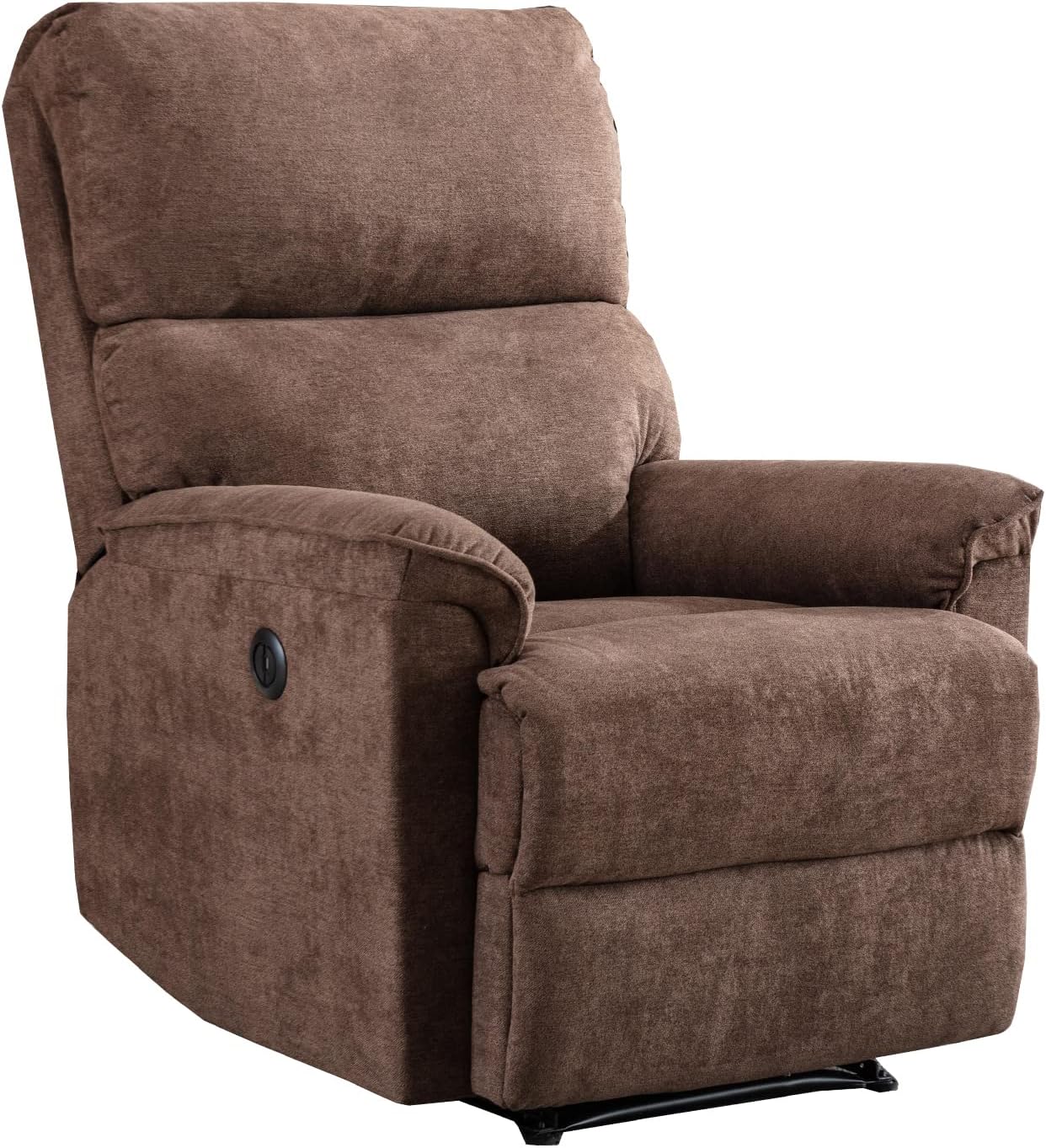 EBELLO Power Recliner Chair, Electric Recliner, Breathable Fabric Single Overstuffed Recliner Sofa with USB Charge Port for Elderly Living Room, Bedroom, Brown