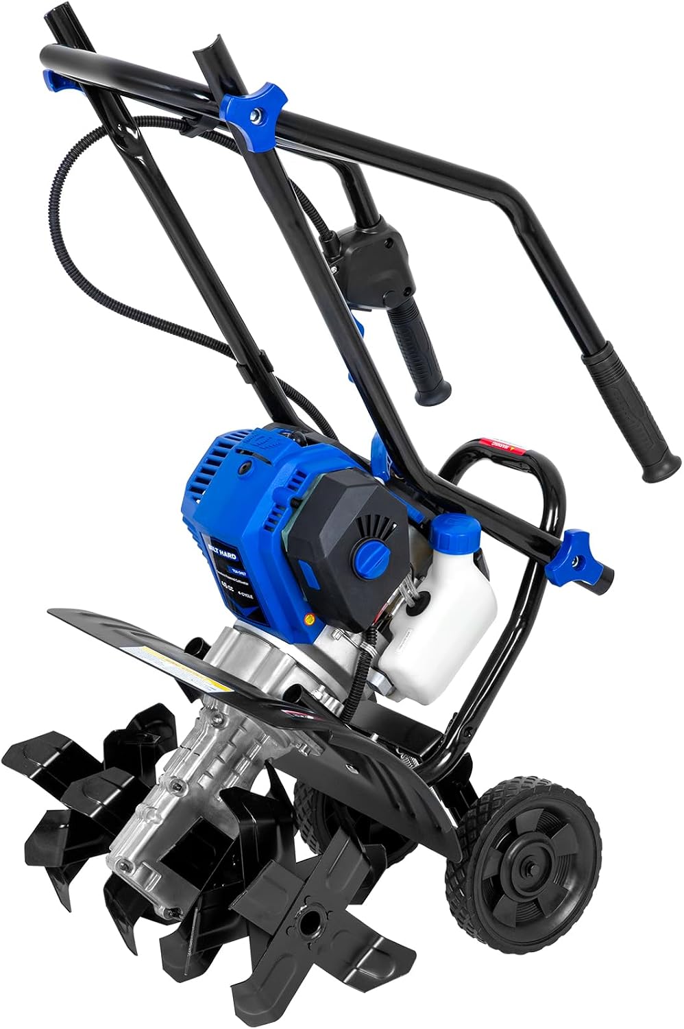BILT HARD 46cc 4-Cycle 1.9HP Gas Powered Tiller Cultivator - 16' Heavy-Duty Steel Tines Rototiller, Adjustable Wheels & Cushioned Handle Grips for Plowing, Tilling, Weeding in Garden, Farm