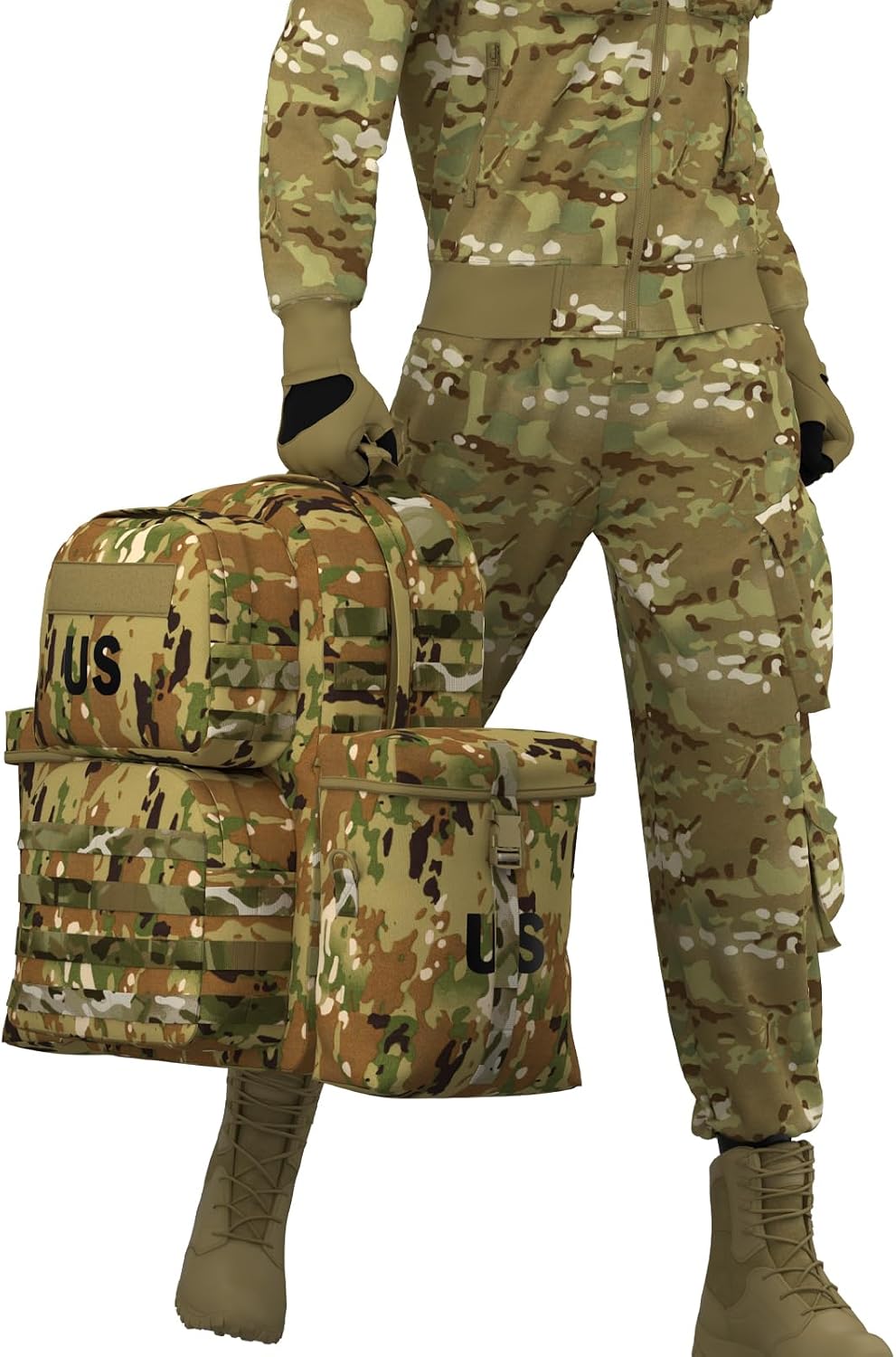 Akmax MOLLE II Medium Rucksack Military Tactical Backpack with Detachable Side Pouches & Upgraded Frame for Enhanced Comfort
