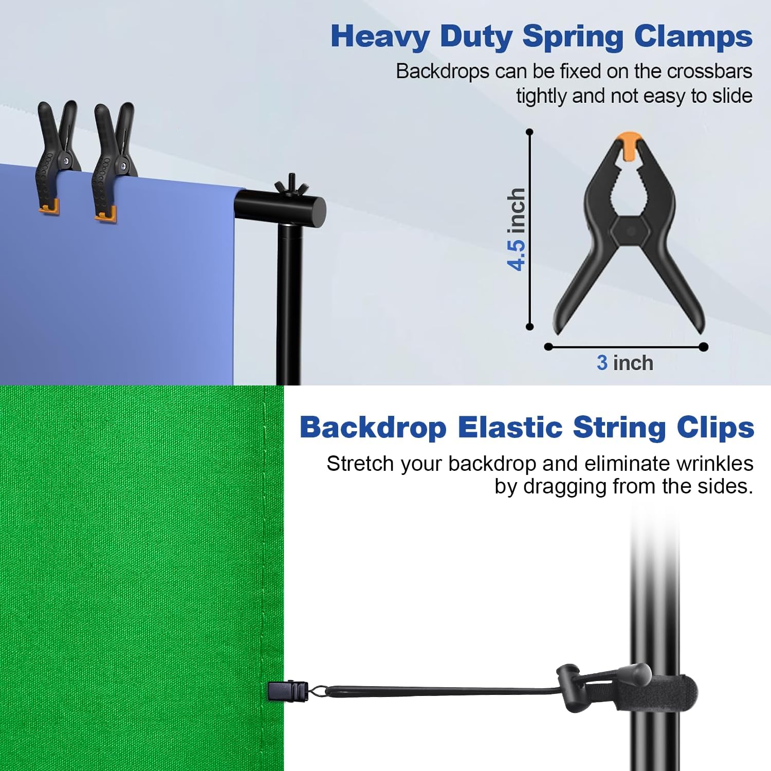 12 x 10ft Photo Video Studio Heavy Duty Backdrop Stand, Adjustable Photography Background Support Systemt Kit with Shock-Proof Spring, 2 Sandbags, Carrying Bag, 6 Clamps