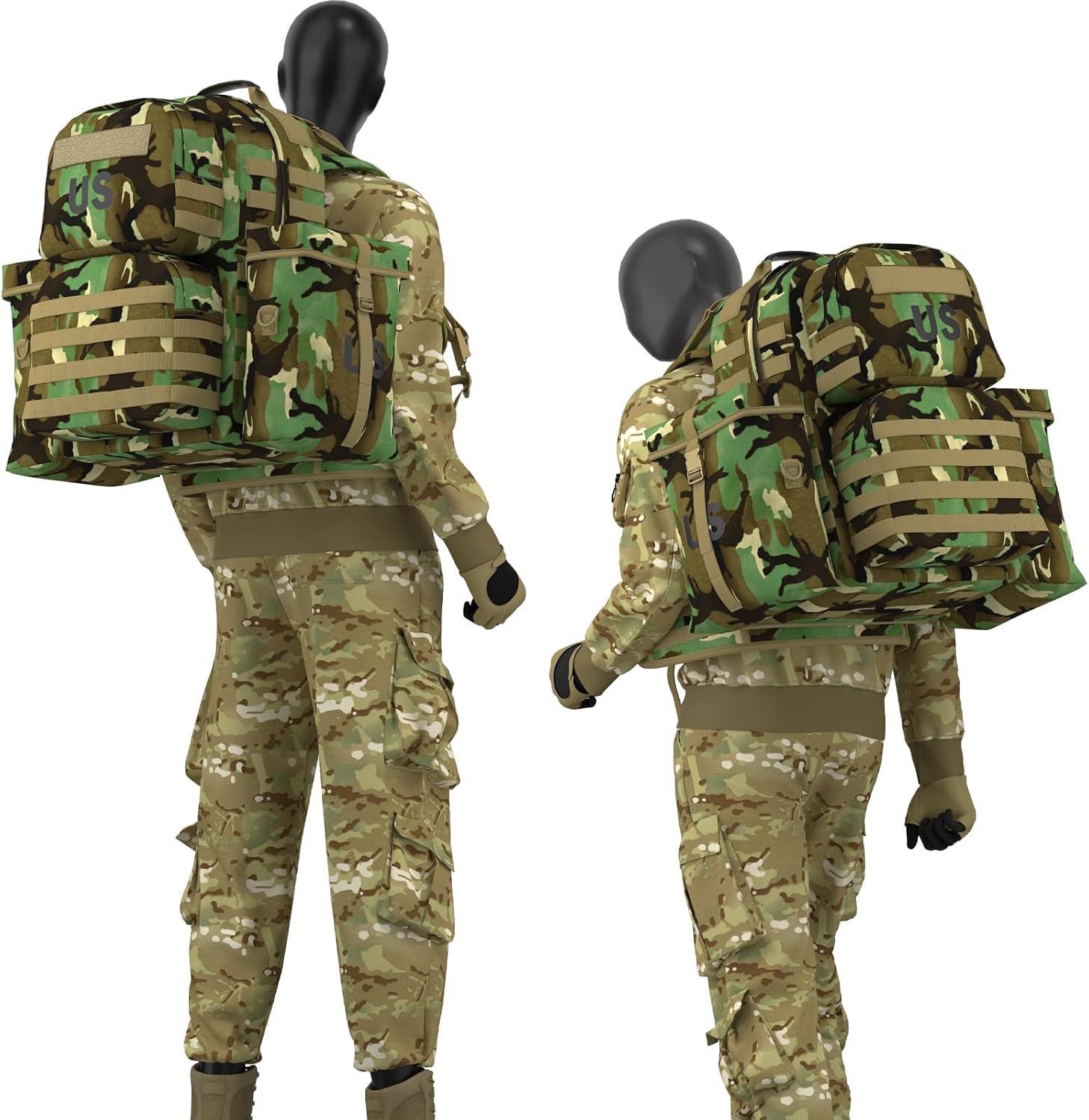 Akmax MOLLE II Medium Rucksack Military Tactical Backpack with Detachable Side Pouches & Upgraded Frame for Enhanced Comfort