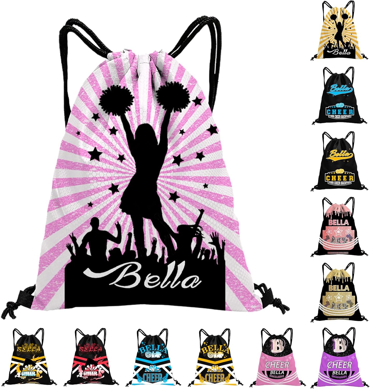 Custom Drawstring Backpack with Name Personalized Bulk Ballet Beach Draw String Bags for Small Business Swim Sport Camping Vacation Travel Gym Men Women-20 PCS