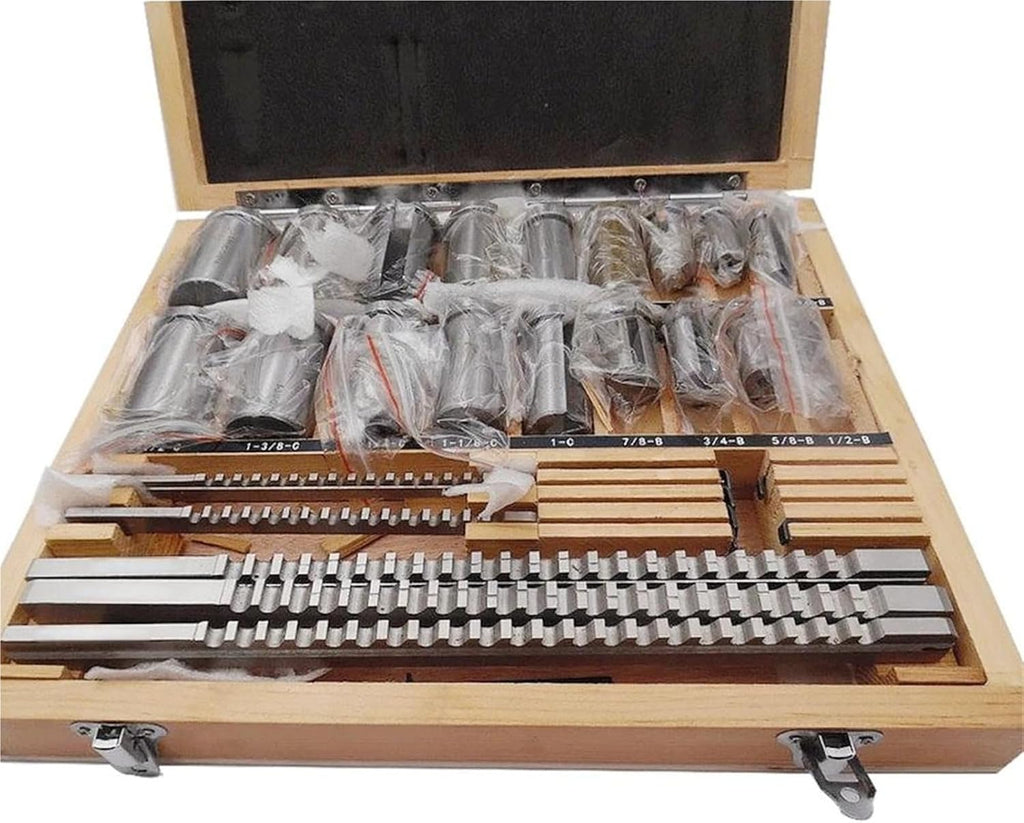 Keyway Cutting Tool 30pcs HSS Groove Keyway Broach Broaches Set Key Broaching Tools Tool 5pcs 1/2''-1-1/2''18pcs Bushings 7pcs Shims for CNC Cutting Machine Too