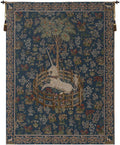 Charlotte Home Furnishings Inc. Licorne Captive Blue French Tapestry Wall Hanging 58 X 44 Inch Viscose Cotton And Polyester Blend Wall Art Perfect For Home Decor Room Decor And Wall Decor