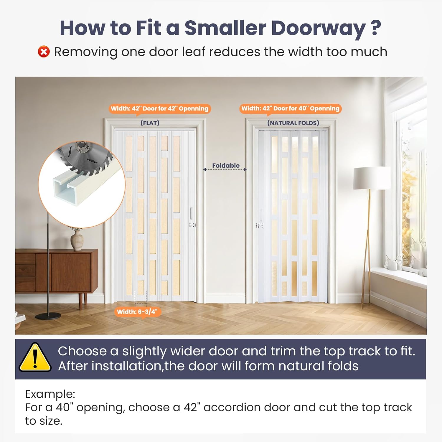 DIYHD 60X80in Glass Accordion Door, Large PVC Folding Door with Frosted Acrylic Panel for Privacy & High Light Transmission – Ideal for Oversized Openings, Space-Saving Closet or Room Divider
