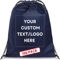 HANDSY Non-Woven Custom Drawstring Bags - Personalized Drawstring Backpack- Custom Bags with Logo for Traveling,Gym and Everyday Use (100, Dark Blue)