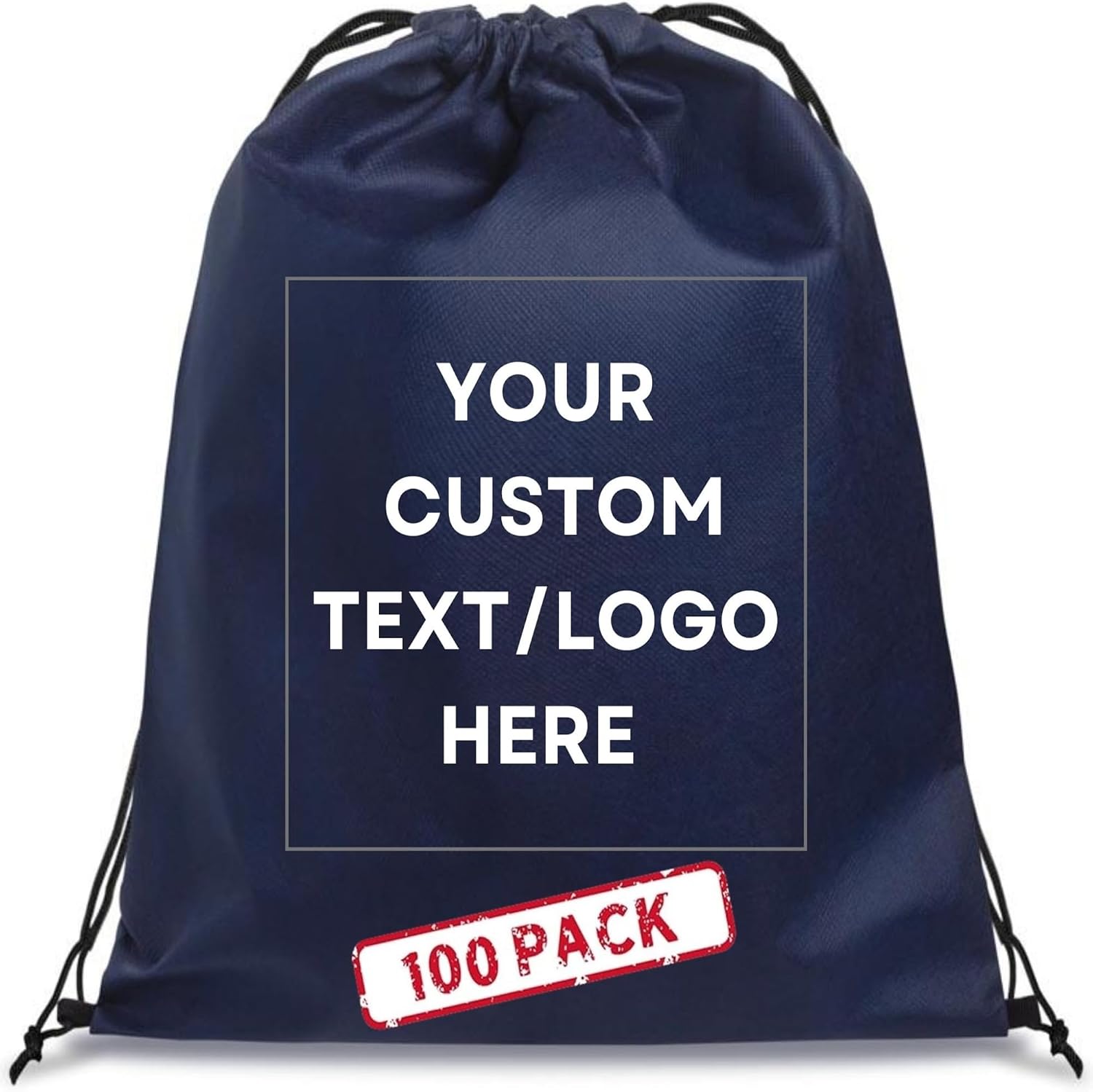 HANDSY Non-Woven Custom Drawstring Bags - Personalized Drawstring Backpack- Custom Bags with Logo for Traveling,Gym and Everyday Use (100, Dark Blue)