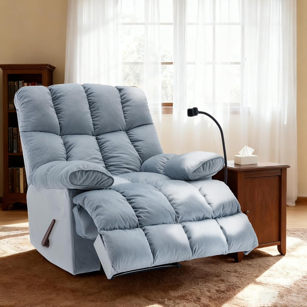 Manual Adjustable Oversized Recliner Chair with Phone Holder, Extra Large Recliner for Heavy Duty Adults 400lbs, Big Man Recliners for Living Room, Nursery, RV