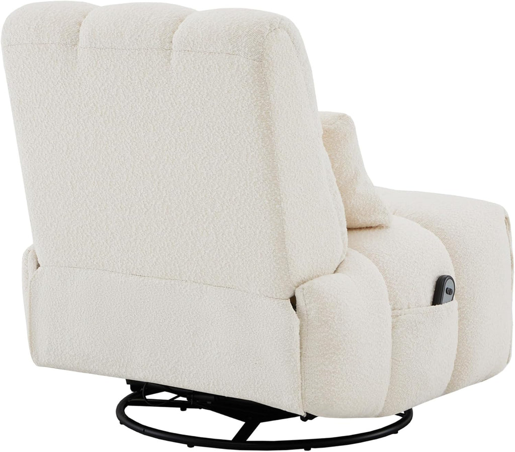 Watson & Whitely Oversized Power Recliner Chair for Adults, Swivel Rocker Recliner Chair with Lumbar Support, Ultra-Comfy Glider Recliner for Living Room Theater Seating Single Sofa, Cream