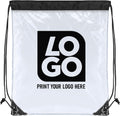 USMG Personalized Clear Drawstring Bags – Custom One Color Imprint for Business & Events (Clear/Black, QTY 500)
