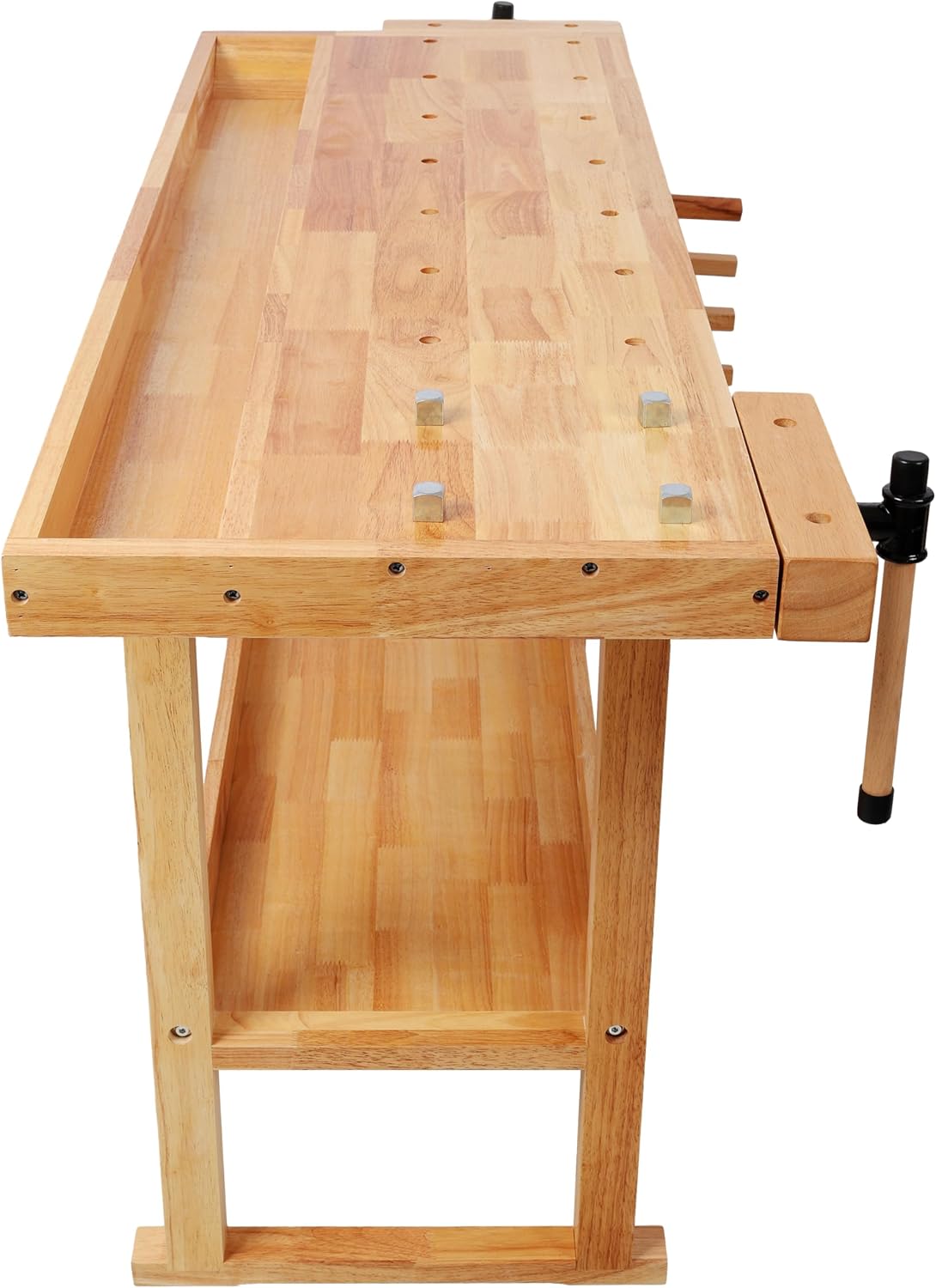 Montary 55' Wood Workbench, Heavy Duty Woodworking Bench with Adjustable Handle, 300Lbs Load Capacity Woodworking Table Work Bench with Drawer & Shelf for Garage, Workshop, Home Storage