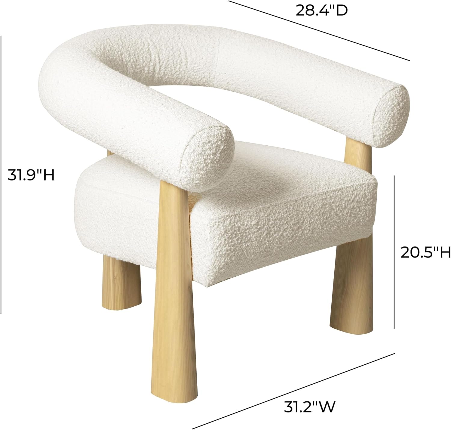 Tov Furniture Spara Cream Performance Boucle Accent Chair (Cream)