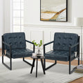 MALOL Accent Chairs Set of 2, Modern Accent Arm Chairs for Living Room, Comfy Leather Armchairs with Metal Legs for Bedroom Reception Room, Blue