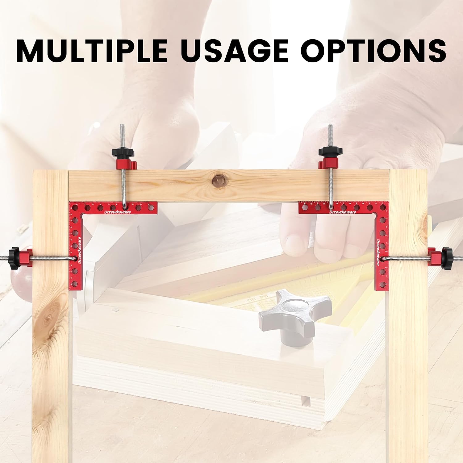 Corner Clamps for Woodworking Drzewkoware 90 Degree Square Clamps 4 Pack 5.5'x 5.5'Aluminum L Type Positioning Clamping Squares Carpenter Tools