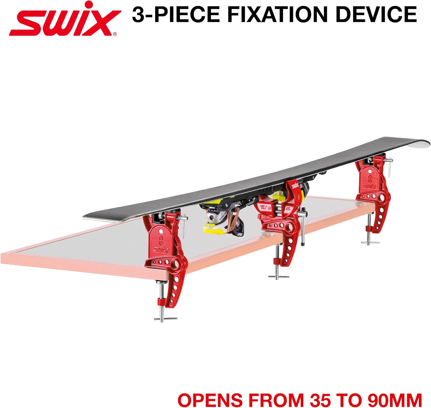 Swix T149-50 Ski Vise with 50mm Wide Jaws | Durable Adjustable Clamps for Waxing and Tuning Alpine & T754 Economy Waxing Table 96cm x 45cm | Durable Compact Wax Table for Skis & Snowboard