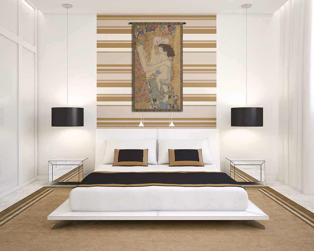 C Charlotte Home Furnishings Inc 3 Ages European Tapestry Wall Hanging | Viscose Cotton and Polyester Blend Wall Art | 44 in. x 24 in | Home Decor Accents | By Gustav Klimt