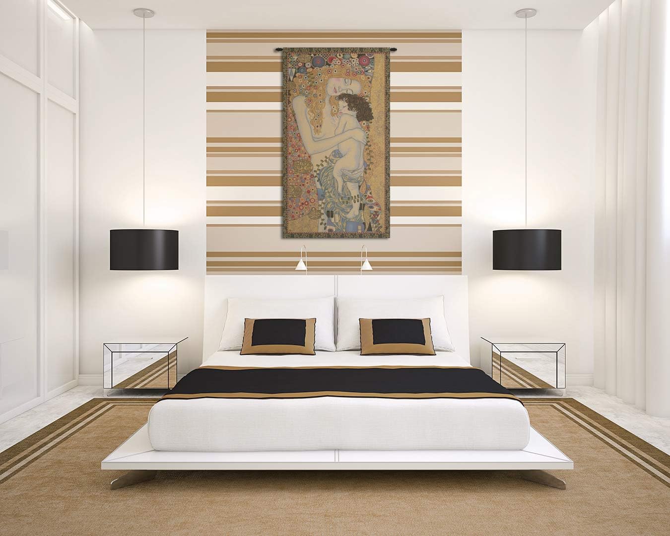 C Charlotte Home Furnishings Inc 3 Ages European Tapestry Wall Hanging | Viscose Cotton and Polyester Blend Wall Art | 44 in. x 24 in | Home Decor Accents | By Gustav Klimt