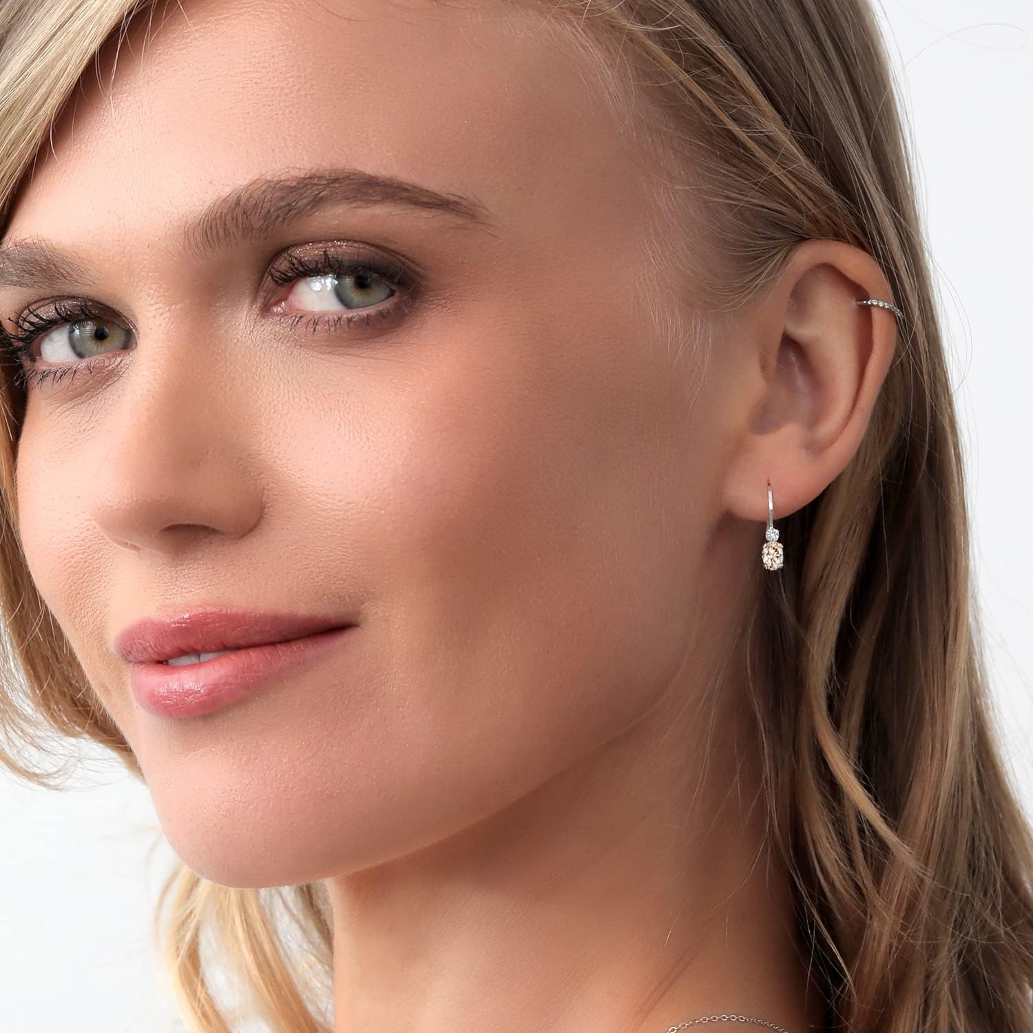 Gem Stone King Drop Leverback Earrings for Women | 925 Sterling Silver | Gemstone Birthstone and White Created Sapphire | Oval 6X4MM and Round 2MM | 3/4 Inch