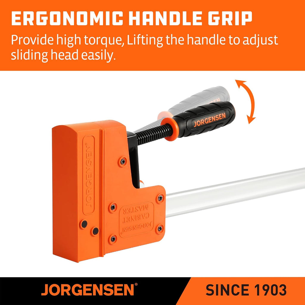 JORGENSEN 48-inch Bar Clamps, 90°Cabinet Master Parallel Jaw Bar Clamp Set, 2-pack
