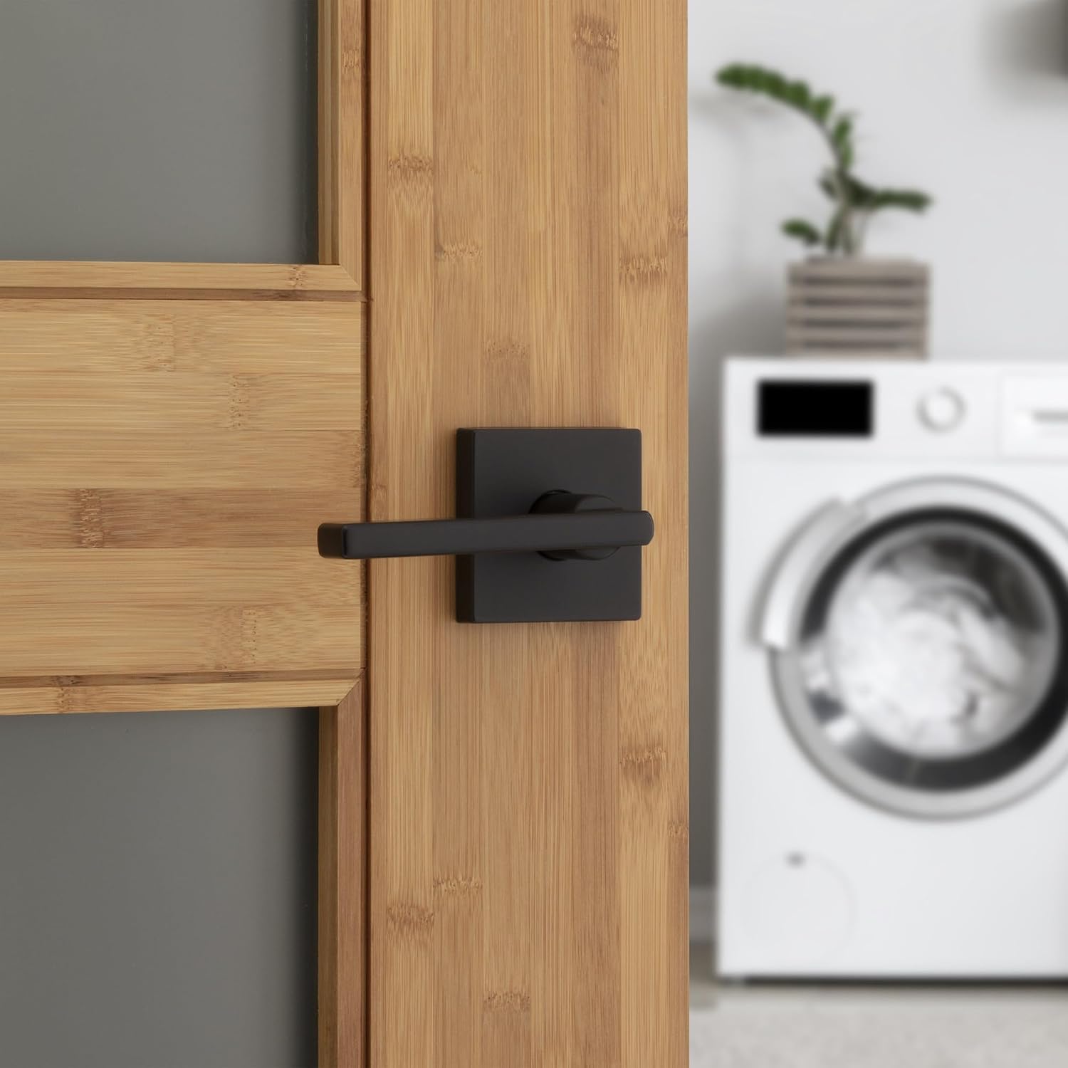 Kwikset Halifax Interior Passage Door Handle, Lever for Closet and Hallway Doors, Reversible Non-Locking Handle Lever, Matte Black, with Microban Protection, 10 Pack