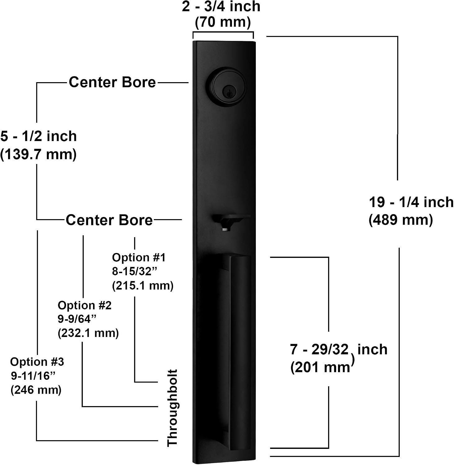 Berlin Modisch Full Escutcheon HandleSet Front Door Entry Handle and Deadbolt Lock Set Slim Square Single Cylinder Deadbolt and Lever Heavy Duty – Iron Black Finish