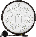 Steel Tongue Drum Lotus Handpan Drum 14-inch 15 Notes, Percussion Steel Drum Instrument with Travel Bag, Mallets, Note Sticker, for Meditation, Yoga