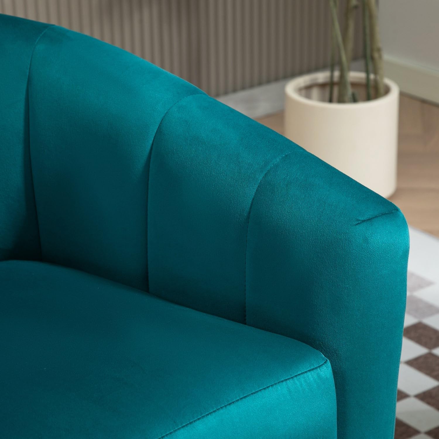 Container Furniture Direct Velvet Modern Accent Armchair - Luxury Gold Frame | Versatile Seating for Living Room, Bedroom, Office, Greenish Blue