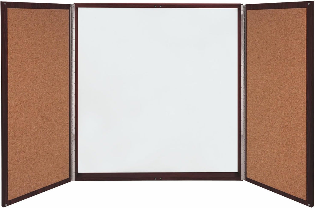 Ghent Conference Cabinet - Porcelain Magnetic Whiteboard w/Cork on Interior of Doors - Mahogany - Made in the USA
